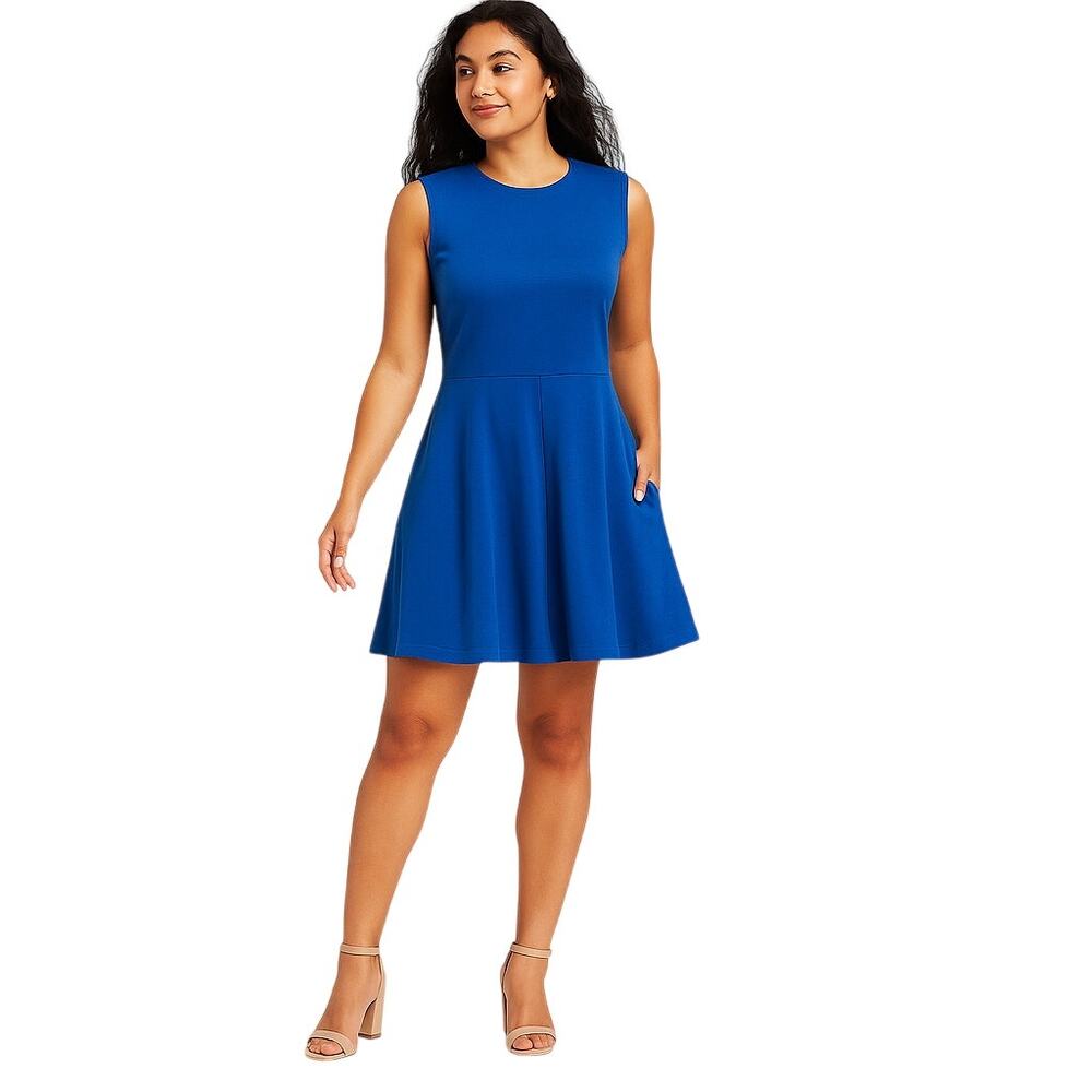 NY&C Women's Large Summer Dress Royal Blue Cotton Crisscross Back